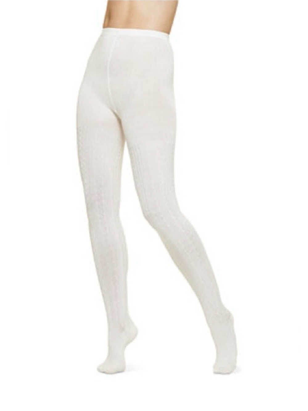 HUE Cable Knit Tights S/M Cream Ivory Cozy Stockings